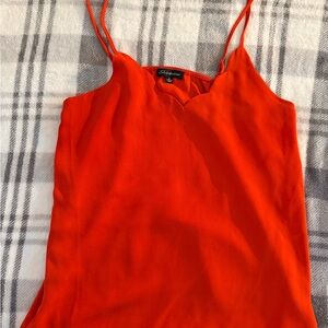 Shinestar Red Scallop V-Neck Spaghetti Strap Tank Top S